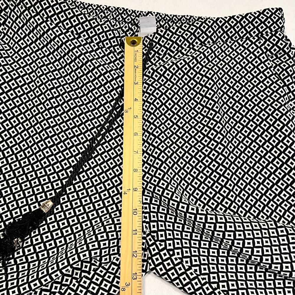 Chico's Wide Leg Ankle Pants Black Geometric Pockets Pull On 2P Petite US 12P - Picture 7 of 12